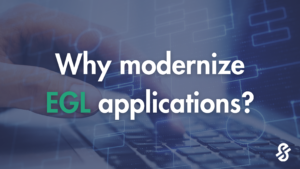 An image of fingers typing on a keyboard overlaid with the text 'Why modernize EGL applications?'
