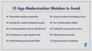 A list of 10 common mistakes to avoid when initiating an application modernization project