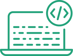 Laptop keyboard with code tags, representing software development, programming, or coding tasks.