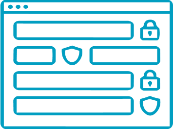 Web form security diagram showing field attribute protection with lock and shield icons on sensitive data input areas.