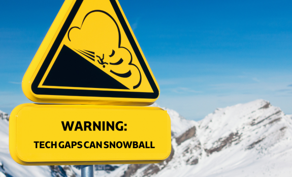 Avalanche warning sign representing how small tech gaps can grow into costly IT problems