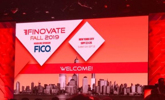 FinovateFall 2019 photo of keynote screen at conference